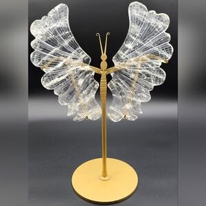 Big Beautiful Clear Quartz Butterfly Wings with Stand